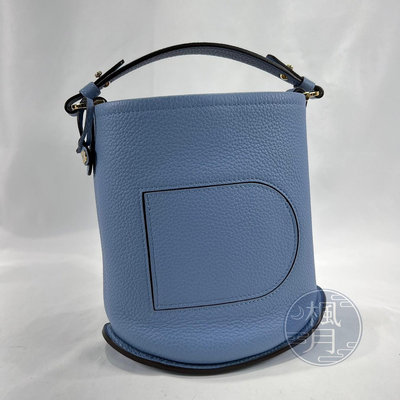 BRAND楓月 DELVAUX 德爾沃 淡藍色 PIN LOGO 水桶包 MINI 手提包 包包 精品包