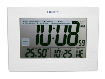 SEIKO CLOCK 精工可切換放大溫度溼度日曆星期顯示液晶電子兩用座鐘掛鐘 型號：QHL089W【神梭鐘錶】