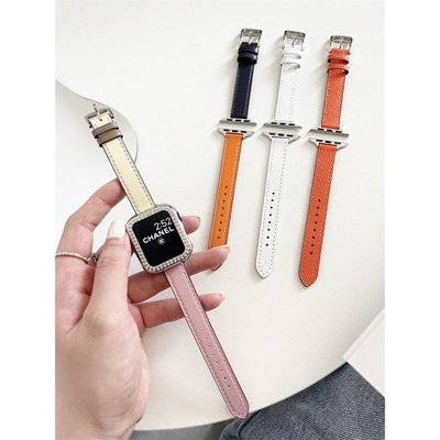 Apple watch錶帶 愛馬仕同款 真皮錶帶 細版錶帶  2 3 4 5 6 7代 SE 41/40/45/44mm