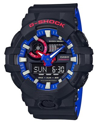 【金台鐘錶】CASIO 卡西歐 G-SHOCK (紅、白、藍) 三色為主題 GA-700LT-1A
