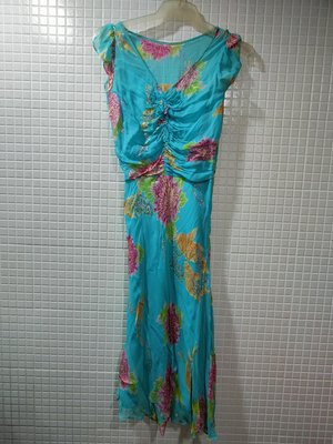 KISTINA吉思緹娜 100%絲 藍色浪漫洋裝 禮服宴會服 Size:M（近全新）