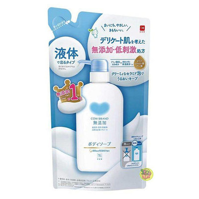 【JPGO】日本製 COW牛乳石鹼 無添加系列 低刺激處方 沐浴乳 補充包 380ml#464