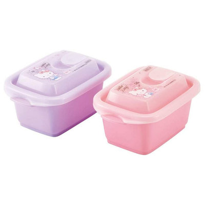 wendystore 日本製 Hello Kitty 2入塑膠保鮮盒 240ml