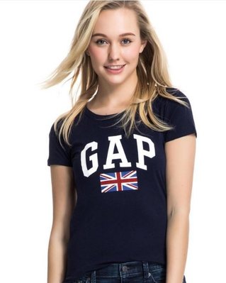 GAP 短袖 t恤 上衣 現貨 英國國旗 LOGO 標誌 深藍色