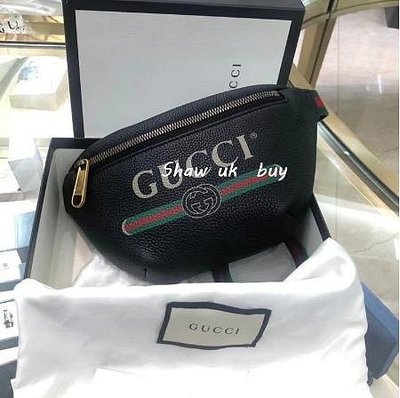 Gucci 古馳 經典 皮革 字母 logo 印花 迷你 小號 腰包 斜背包 胸口包 黑 527792