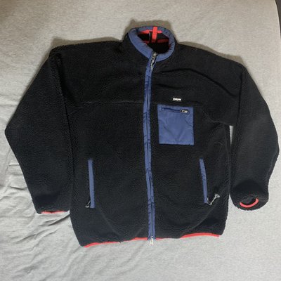 [L號] ONLY NY 黑/藍色 拚色 毛料 羊毛羔 外套 保暖 內裡夾層 機能 二手 夾克 毛領 SUPREME