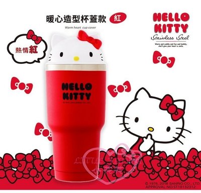 ♥小花凱蒂日本精品♥hello kitty凱蒂貓立體造型保冰杯冰壩杯316不鏽鋼950ml真空杯-紅色款11298502
