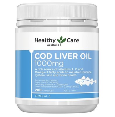 代購澳洲 Healthy Care 魚肝油 Cod Liver Oil 1000mg (200顆)