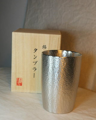 OSAKA SUZUKI~大阪錫器~16-7-CY~tb4~酒杯~錫杯~桐木盒包裝~400ml~錫製品~日本製造~