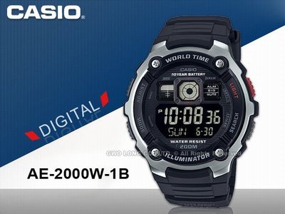 CASIO 卡西歐 手錶專賣店 國隆 AE-2000W-1B 電子男錶 樹脂錶帶 黑 防水200米 全自動月曆 AEQ-110W 全新品