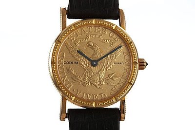 Corum 崑崙1895年18K金美國金幣女用腕錶