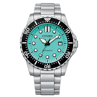 【台南 時代鐘錶 CITIZEN】星辰 NJ0170-83X 青春撞色 日期顯示 鋼錶帶 機械男錶 蒂芬尼藍 43mm