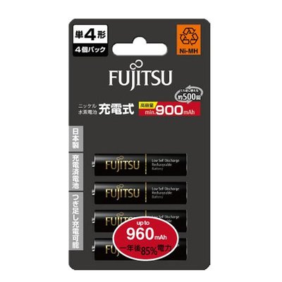 FUJITSU 富士通 4入 鎳氫低自放電 AAA 4號 電池 900mAh up to 960mah