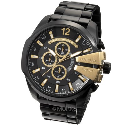 DIESEL DZ4338 手錶 53mm 大錶面 黑金配色 金錶 計時日期顯示 男錶