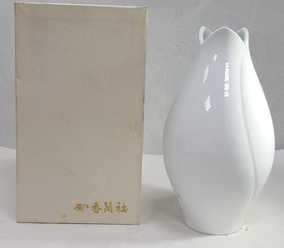 【日本古漾】163101日本香蘭社 白瓷花瓶 稀有美品