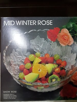 日本SOGA Glass 精美水晶snow rose 雪白玫瑰玻璃碗 沙拉碗 水果碗 水晶碗 玻璃餐具 玻璃碗