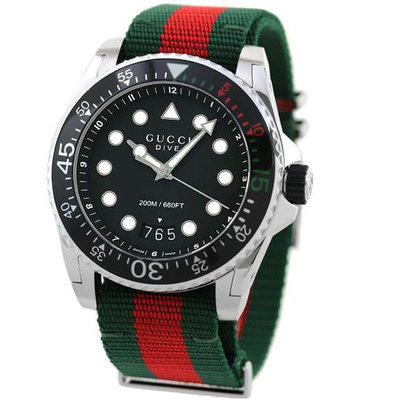 GUCCI YA136209A 古馳 手錶 48mm 黑面盤 NATO錶帶 女錶 男錶