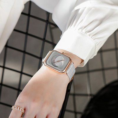 新款手錶女 百搭手錶女GUOU古歐女士手錶百搭時尚方形氣質皮帶腕錶簡約中性石英錶女手錶