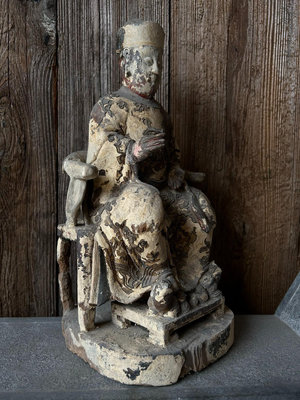 (可議價)-二手 木雕神像高度31厘米 木雕 擺件 古玩【洛陽虎】813