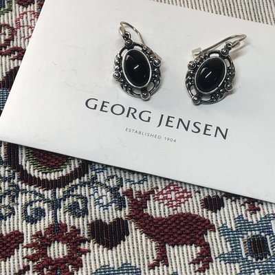 【小麥的店】Georg Jensen 喬治傑生 2018年度黑瑪瑙純銀針式 鈎式耳環