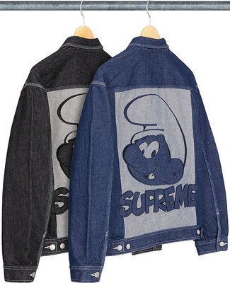 【熱賣精選】 Supreme 20FW Smurfs Denim Jacket 藍精靈 牛仔 外套