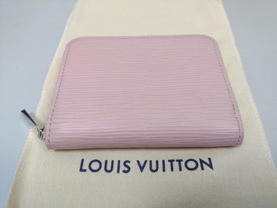 LOUIS VUITTON LV M61206經典EPI皮革水波紋拉鍊零錢包(玫瑰粉)