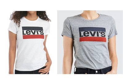 【美麗小舖】全新真品 Levi's 白/灰色 女裝 LOGO款 T恤 短袖 短T-Shirt 圓領上衣~L29526