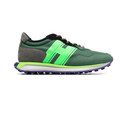 [全新真品代購-F/W22 新品!] HOGAN 綠色 異材質拼接 休閒鞋 / 運動鞋 (H601)