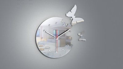 【Timezone Shop】新設計超時尚鏡面蝴蝶鐘 時鐘/掛鐘/clock/壁鐘