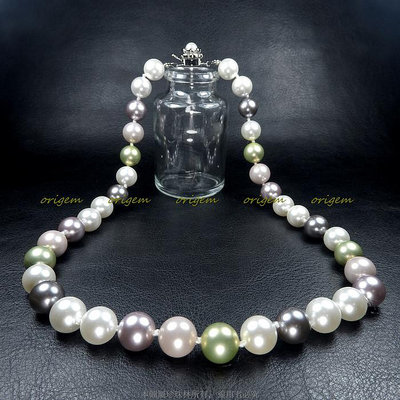 珍珠林~一珠一結10MM珍珠項鍊~南洋深海硨磲貝珍珠#520+2