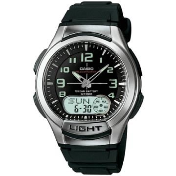 CASIO WATCH 時尚雙顯商務休閒錶(黑/膠帶)型號:AQ-180W-1BVDF 神梭鐘錶