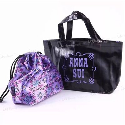 分享出清～ Anna Sui 安娜蘇  紫色 束口袋 收納包 皮革風 托特包 手提包