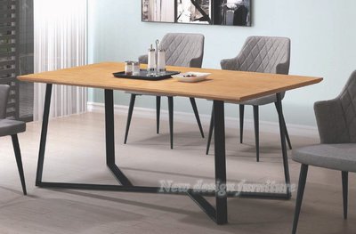 【N D Furniture】台南在地家具-工業風黑砂鐵腳木心實木皮180cm餐桌WB