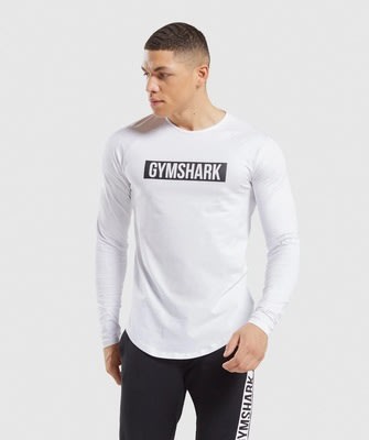 Gymshark英國健身肌肉鯊魚男款訓練長袖T恤Block系列