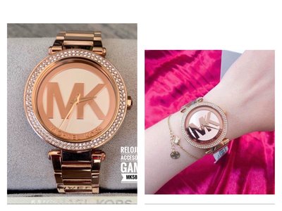 MICHAEL KORS Parker鑲水晶鑽錶圈 玫瑰金色不鏽鋼錶帶 石英 女士手錶MK5865