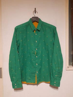 agnes b sport  綠色  閃電圖騰 修身襯衫 (40)