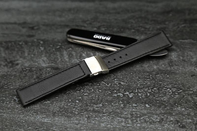 最後1條處理∼20mm黑色可替代浪琴seiko原廠錶帶,牛皮錶帶方便雙按式摺疊扣