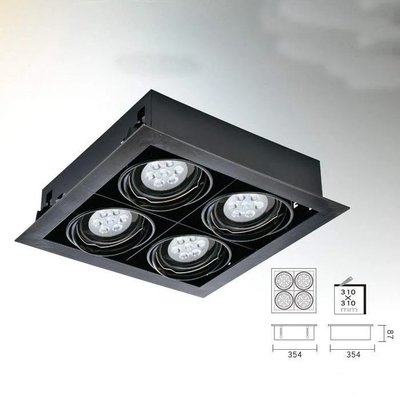 [樺光照明]LED-AR111 黑邊框方形崁燈方形盒燈(4燈) 配AR111/7晶燈泡x4(CNS認證AR111光源)