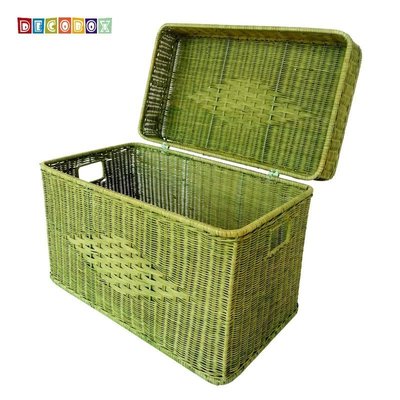DecoBox粉綠藤編大收納箱(雜物箱, 玩具箱, 衣物收納)