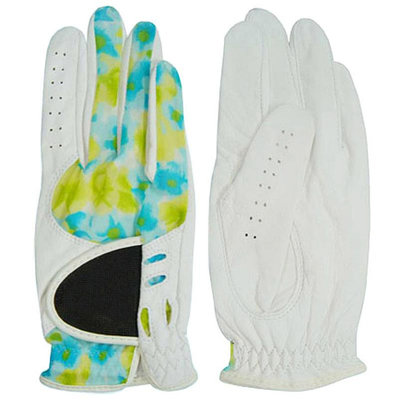 廠家批發高爾夫手套白色羊皮配印花彈力布手套舒適透氣可定LOGO
