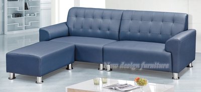 【N D Furniture】台南在地家具-代售-藍色L型貓抓皮沙發(2+2+腳椅) 租屋經濟小資族推薦YQ