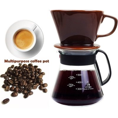 【咖啡沖泡組】小號陶瓷濾杯x1+台玻600ml咖啡壺x1-塑把/手沖咖啡濾器