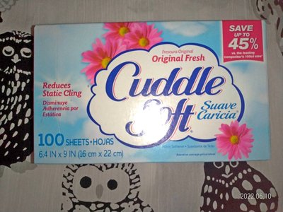 美國 HENKEL Cuddle Soft Original 100片 原味烘衣紙 皂香&花香的綜合香味 除臭 消除靜電