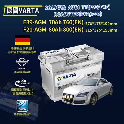 CS車材-VARTA 華達電池 AUDI TT (FV3/FVP)... 15年後 AGM 代客安裝 非韓製