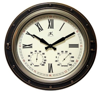7547c 歐洲進口 歐式古典美學黑色金屬感可看溫度牆壁上掛鐘時鐘靜音鐘錶室內室外裝飾品擺件送禮禮品