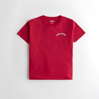 【HOLLISTER Co.】【HCO】【零碼XS】HC女款短袖T恤左白弧字前後空鷗紅 F09210811-25