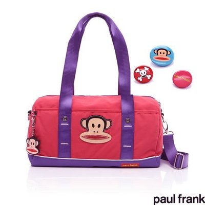 【曼曼鞋包坊】Paul Frank 大嘴猴 正牌 猴頭趣味別針系列 桃 旅行袋 購物袋 側背包 斜背包