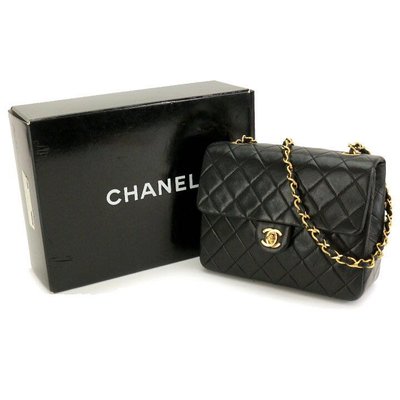Chanel 黑色斜背包（20cm)，Chanel 二手黑色鍊斜背包, 狀況8.8新