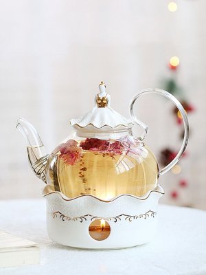 那些時光 花茶壺 蠟燭加熱水果茶壺套裝 耐熱玻璃下午茶花果茶壺~特價