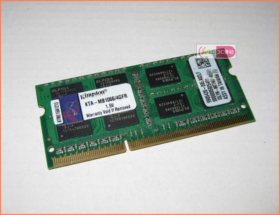 JULE 3C會社-金士頓 KTA-MB1066/4GFR DDR3 1066 4G 雙面/老筆電/16顆粒 記憶體